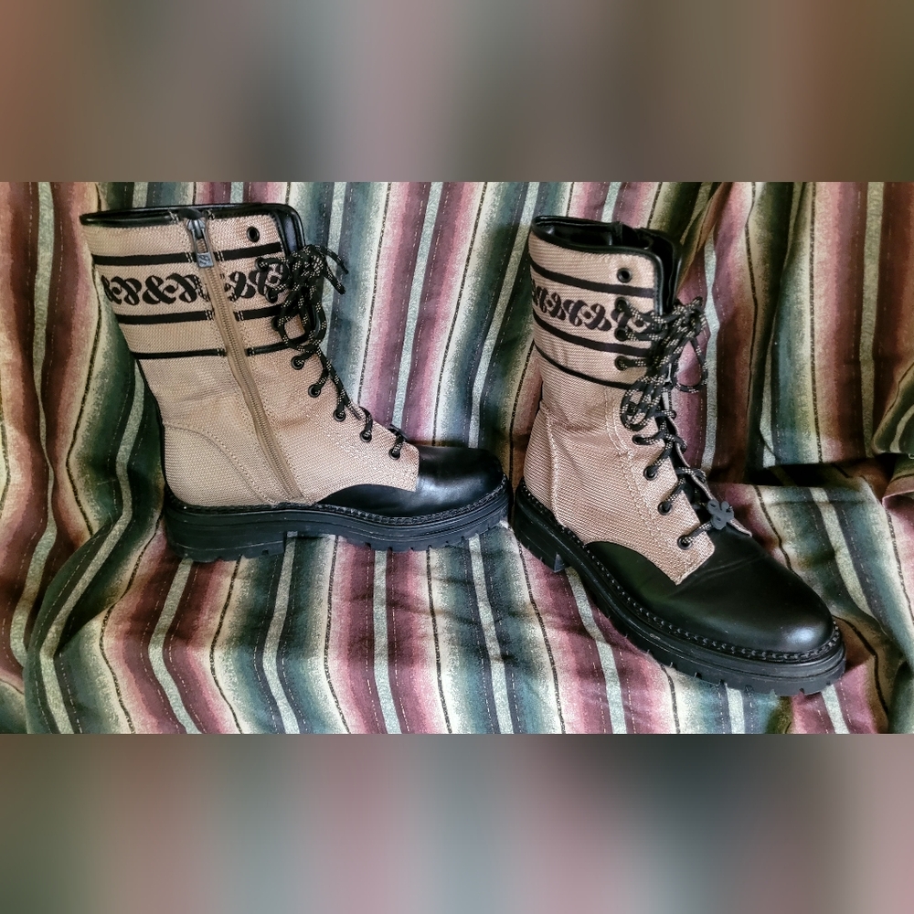 Sam & Libby Black and Tan Combat Boots